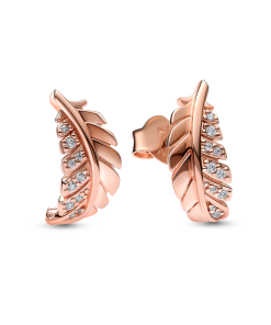Floating Curved Feather Stud Earrings