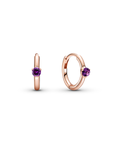 Purple Solitaire Huggie Hoop Earrings