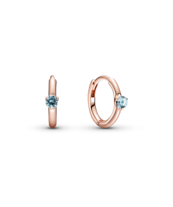 Light Blue Solitaire Huggie Hoop Earrings