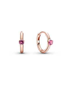 Pink Solitaire Huggie Hoop Earrings