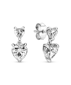 Double Heart Sparkling Stud Earrings