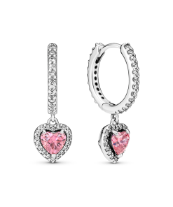 Sparkling Halo Heart Hoop Earrings