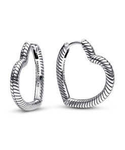 Pandora Moments Heart Charm Hoop  Earrings