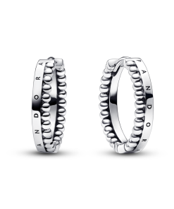 Pandora Signature Logo & Beads Hoop Earrings