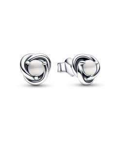 White Eternity Circle Stud Earrings