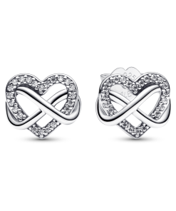 Sparkling Infinity Heart Stud Earrings