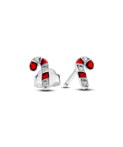 Sparkling Red Candy Cane Stud Earrings