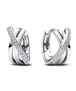 Crossover Pavé Hoop Earrings