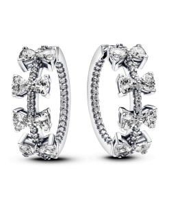 Sparkling Bow Row Hoop Earrings