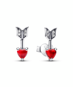 Arrow & Murano Glass Heart Stud Earrings