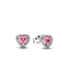 Elevated Pink Heart Stud Earrings