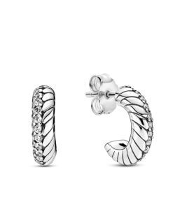 Pavé Snake Chain Pattern Hoop Earrings