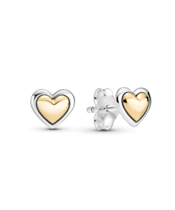 Domed Golden Heart Stud Earrings