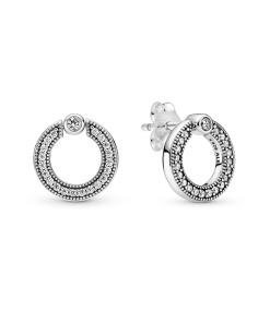 Pavé & Logo Circle Reversible Stud Earrings