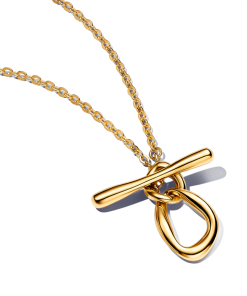 Organically Shaped Circles T-bar Necklace