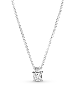 Sparkling Collier Round & Square Pendant Necklace