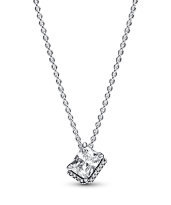 Rectangular Sparkling Halo Collier Necklace