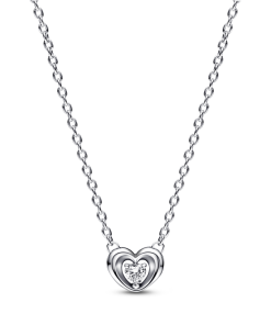 Radiant Heart & Floating Stone Pendant Collier Necklace