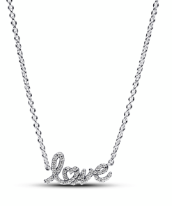 Sparkling Handwritten Love Collier Necklace
