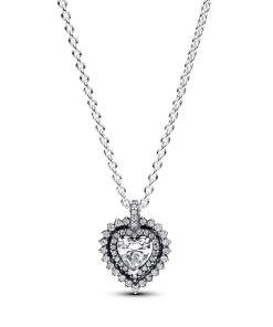 Sparkling Heart Halo Pendant Necklace