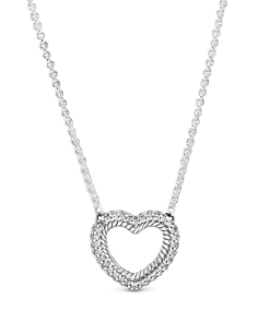 Pavé Snake Chain Pattern Open Heart Collier Necklace