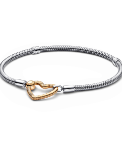 Pandora Moments Heart Closure Snake Chain Bracelet