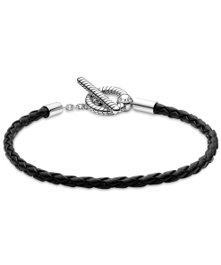 Pandora Moments Braided Leather T-bar Bracelet