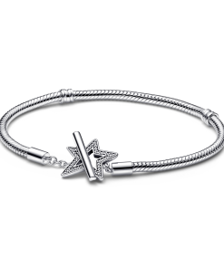 Pandora Moments Asymmetric Star T-bar Snake Chain Bracelet