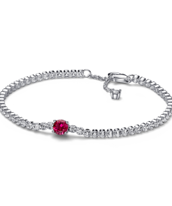 Red Sparkling Round Pavé Tennis Bracelet