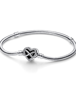 Pandora Moments Sparkling Infinity Heart Clasp Snake Chain Bracelet