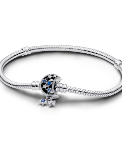 Pandora Moments Sparkling Moon Clasp Snake Chain Bracelet
