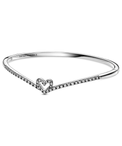 Sparkling Wishbone Heart Bangle