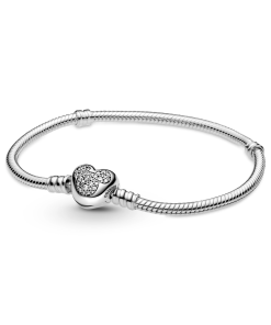 Disney Pandora Moments Mickey Mouse Heart Clasp Snake Chain Bracelet