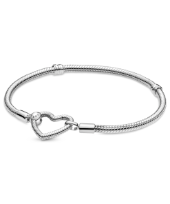 Pandora Moments Heart Closure Snake Chain Bracelet