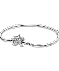 Pandora Moments Asymmetric Star Clasp Snake Chain Bracelet