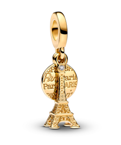 Paris Eiffel Tower Lab-Grown Diamond Engravable Double Dangle Charm