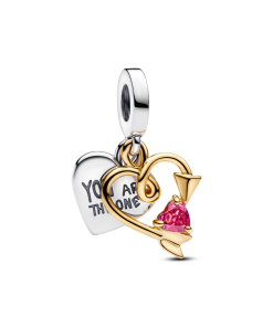 Engravable Heart & Arrow Double Dangle Charm
