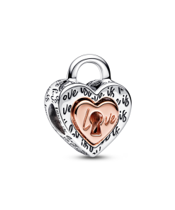 Two-tone Padlock Splittable Heart Charm