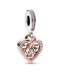 Two-tone Infinity Heart Double Dangle Charm
