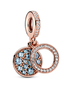 Sparkling Light Blue Disc Double Dangle Charm