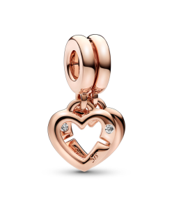 Linked Sister Hearts Split Dangle Charm