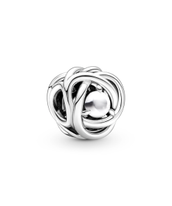 Sterling silver charm with white bioresin man-made mother of pearl