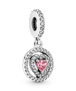 Sparkling Double Halo Heart Dangle Charm