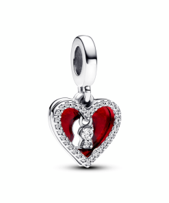 Red Heart & Keyhole Double Dangle Charm