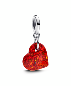 Opalescent Red Heart Dangle Charm