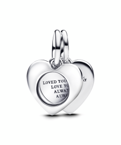 Engravable Heart Magnifying Glass Double Dangle Charm