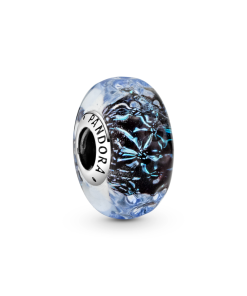 Wavy Dark Blue Murano Glass Ocean Charm