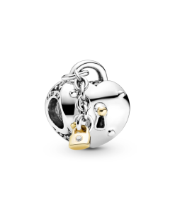 Two-Tone Heart and Lock Charm