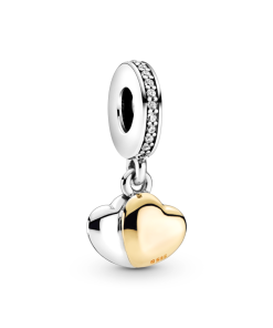 Two-Tone Double Heart Dangle Charm
