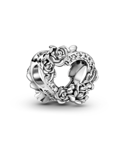 Open Heart & Rose Flowers Charm